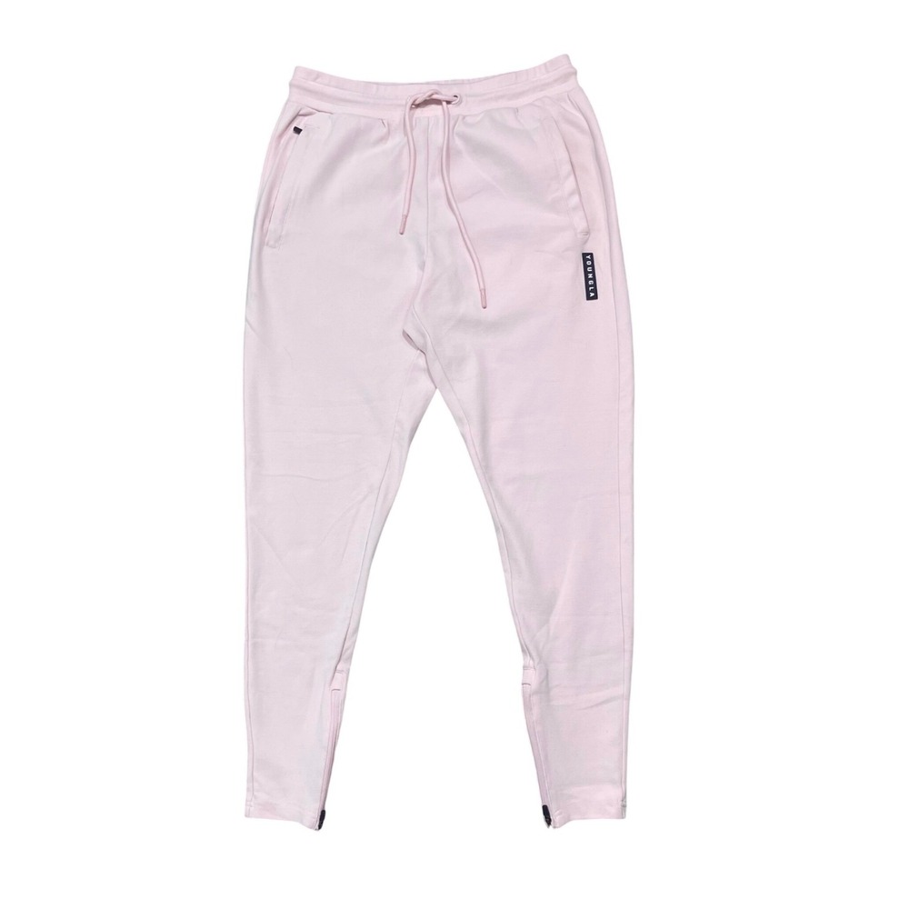 YoungLA Pink Tapered Joggers Sweatpants Lounge Pants Ankle Zippers Womens Medium
